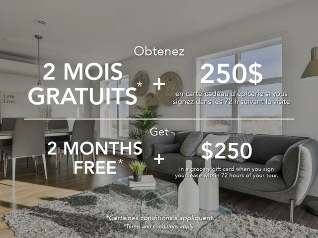 Brossard Apartment 2 b. $1,850/month. Apartment for rent in Brossard