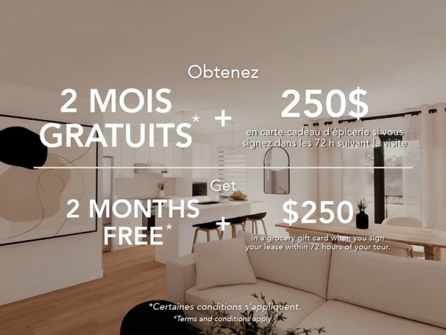 Candiac Apartment 1-2 b. $1,770/month. Apartment for rent in Candiac